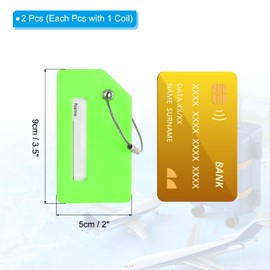 PATIKIL Initial Luggage Tags, 2 Pcs Silicone Suitcase Tag Identifier ID Card Holder Unique Luggage Name Tags with Stainless Steel Loop, Letter E, Green