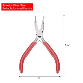HARFINGTON Bend Nose Pliers 5" Mini Jewelry Pliers Bent Chain-Nose Pliers for Jewelry Making Hand Tools Beading Hobby Work Craft, Red