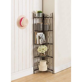 Kings Brand Furniture Brushed Copper Metal 5 Tier Shelf Corner Rack Unit