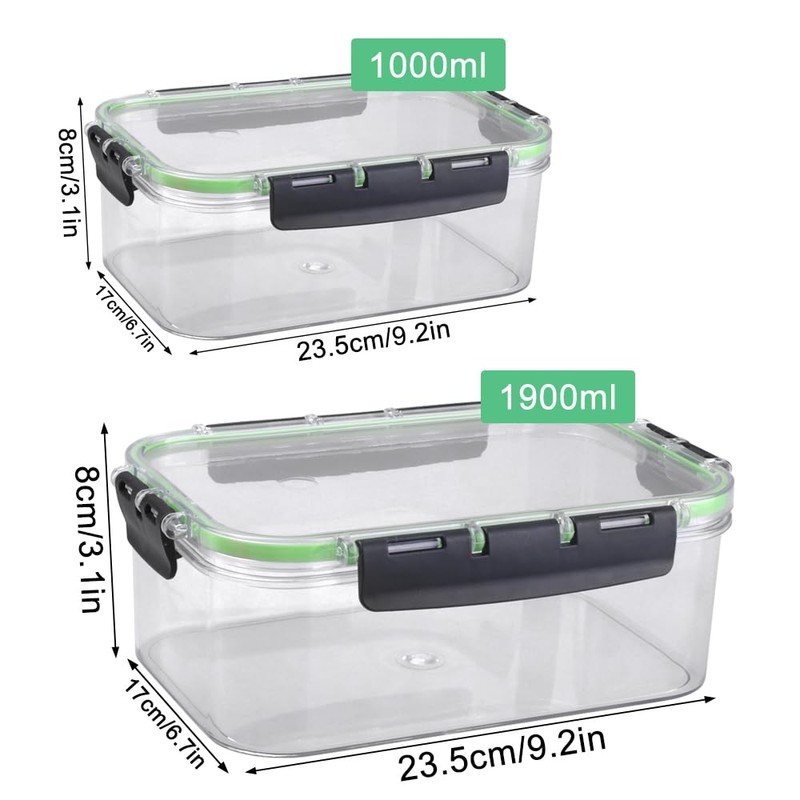 WakiHong 2 Pieces Rectangular Storage Jars with Lids Kitchen Meal