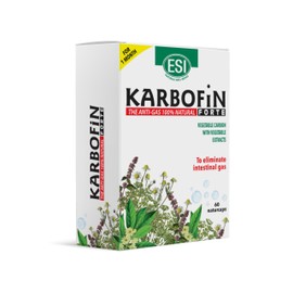 ESI - Karbofin Forte, Integratore Alimentare in Capsule a Base di Carbone Vegetale, Favorisce l’Eliminazione dei Gas Intestinali, Senza Glutine e Vegan, 60 Naturcaps