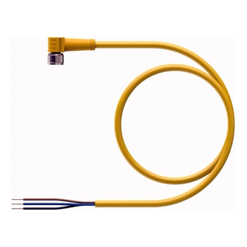 Cable Hembra 3 Pines Codo M8 5metros Turck Pkw 3m-5