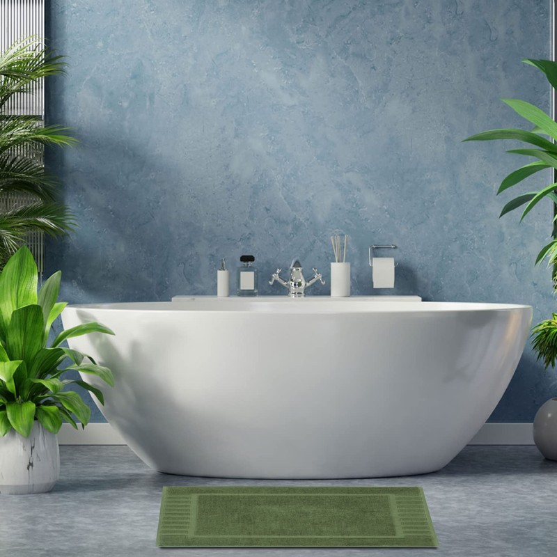 White Classic Luxury Bath Mat Floor Towel Set - Absorbent