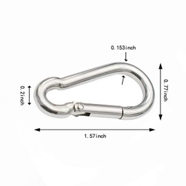 XCHTX Carabiner Clip, Spring Snap Hooks, Heavy Duty Stainless Steel 304,Small Carabiner Clips,in/Outdoor Rope Connector 6Pack