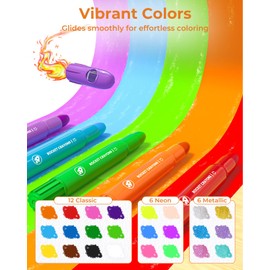 JUPITEARTH 24 Colors Twist Crayons for Toddlers 1-3, Non-Toxic Washable Crayons for Ages 4-8 with Storage Bucket, Ultra-Silky and Easy to Hold Art Supplies, Ideal Coloring Gift for Boys and Girls