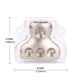 3Way Zinc Alloy Power Distribution Block Connector 1 * 0 Gauge Input/3 * 4 Gauge Output for Car Circuit Audio Distribution Splitter