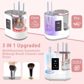 amusediy Makeup Brush Cleaner: LCD Touchscreen Electric Automatic Washer and Dryer - Suitable for Various Types of Makeup Brushes - Beauty Gifts for Women