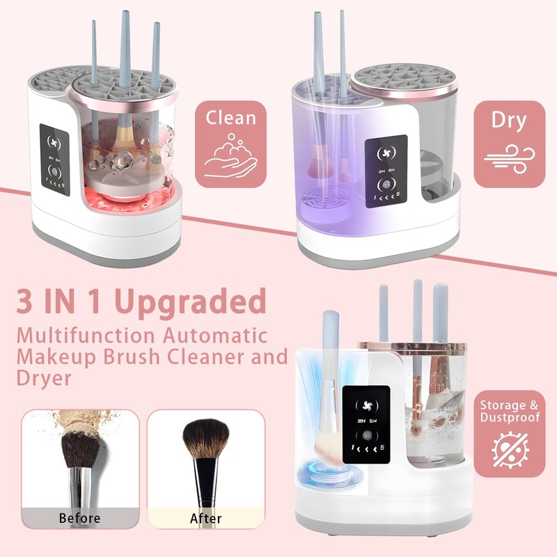 amusediy Makeup Brush Cleaner: LCD Touchscreen Electric Automatic Washer and