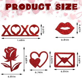 200PCS Valentine's Day Confetti Red Kisses Love Hearts Roses Letter Words Decor Confetti Valentines Glitter Paper Confetti for Valentines Day Party Favor Wedding Gifts Holidays Table Favor Decorations