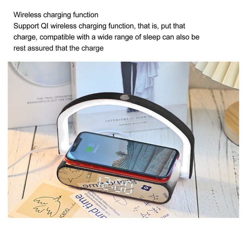 Wireless Charging Alarm Clock Two Levels Adjustment Night Light Multifunction