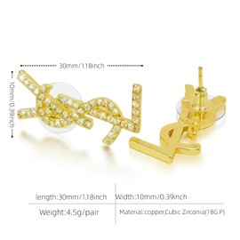 18K Gold Initial Letter Earrings for Women CZ Cubic Zirconia Earrings Elegant and luxurious Ideal Gift Jewelry for women