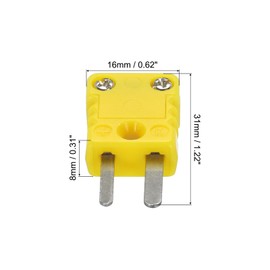 QUARKZMAN K-Type Thermocouple Wire Connector Plug Adapter High Temperature 200°C (392°F) for Thermocouple Sensor Probe Yellow Pack of 10