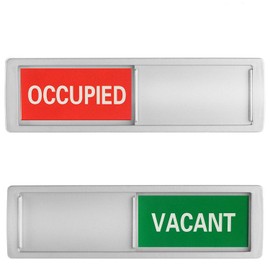 Privacy Sign, Premium Vacant Occupied Sign for Home Office Restroom Conference Hotles Hospital, Slider Door Indicator Tells Whether Room Vacant or Occupied, 7'' x 2'' - Silver