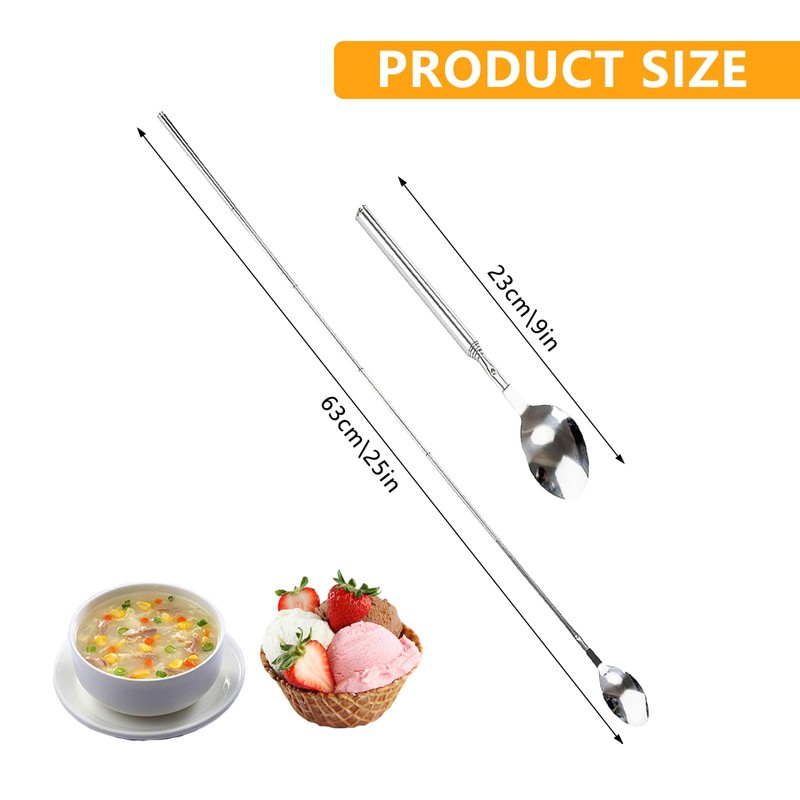 HAPPOW 2pcs Extendable Fork Spoon Set, Telescopic Fork and Spoon,