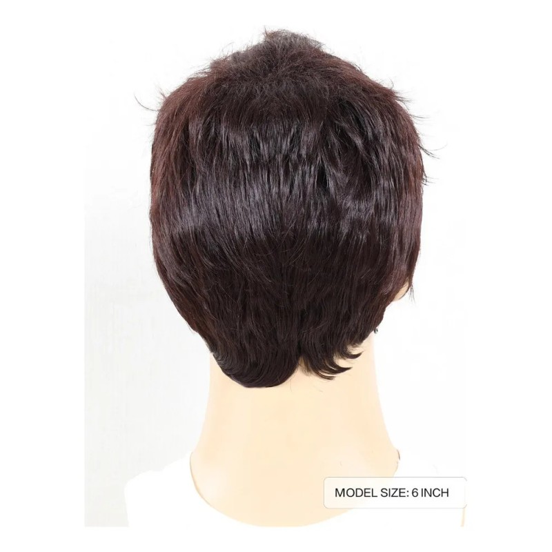 Peluca Para Hombres Cortas Natural Cabello Moda Negra Marrón