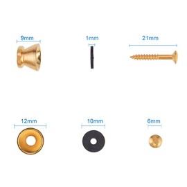 WANDIC 2Pcs Guitar Strap Locks End Pins Tail Nail Lock Button Pegs Screw Flat Head for Acoustic Classical Electric Guitar Bass Ukulele Gold