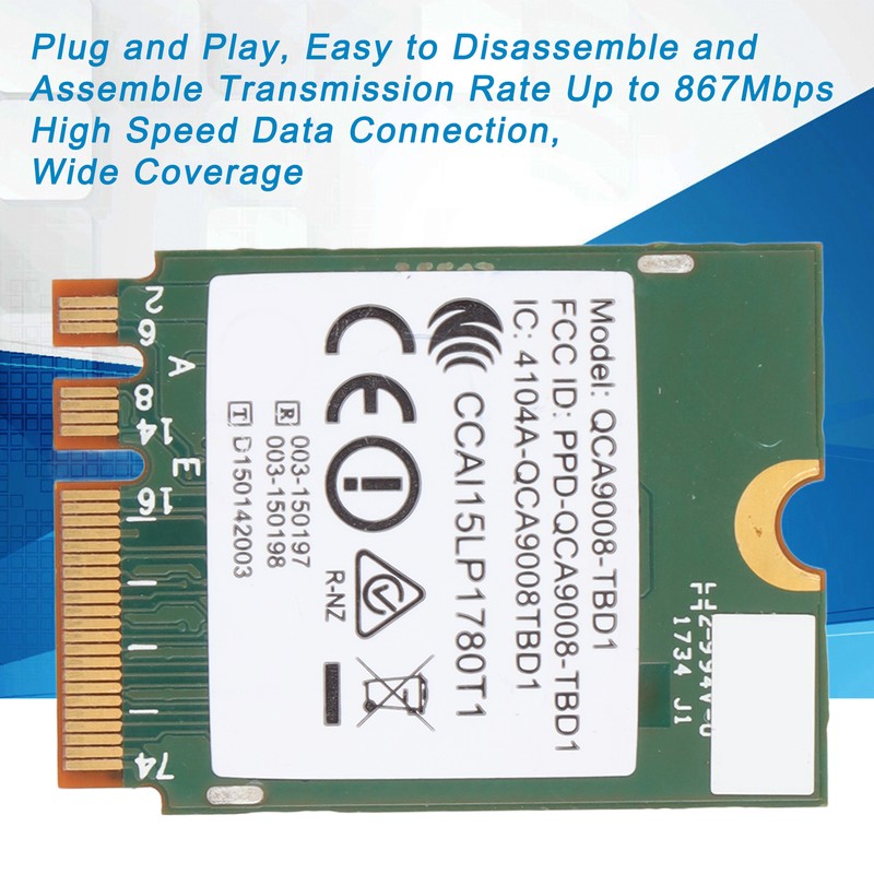 Wireless Net Card 867Mbps M.2 NGFF Wide Coverage 2.4Ghz 5Ghz