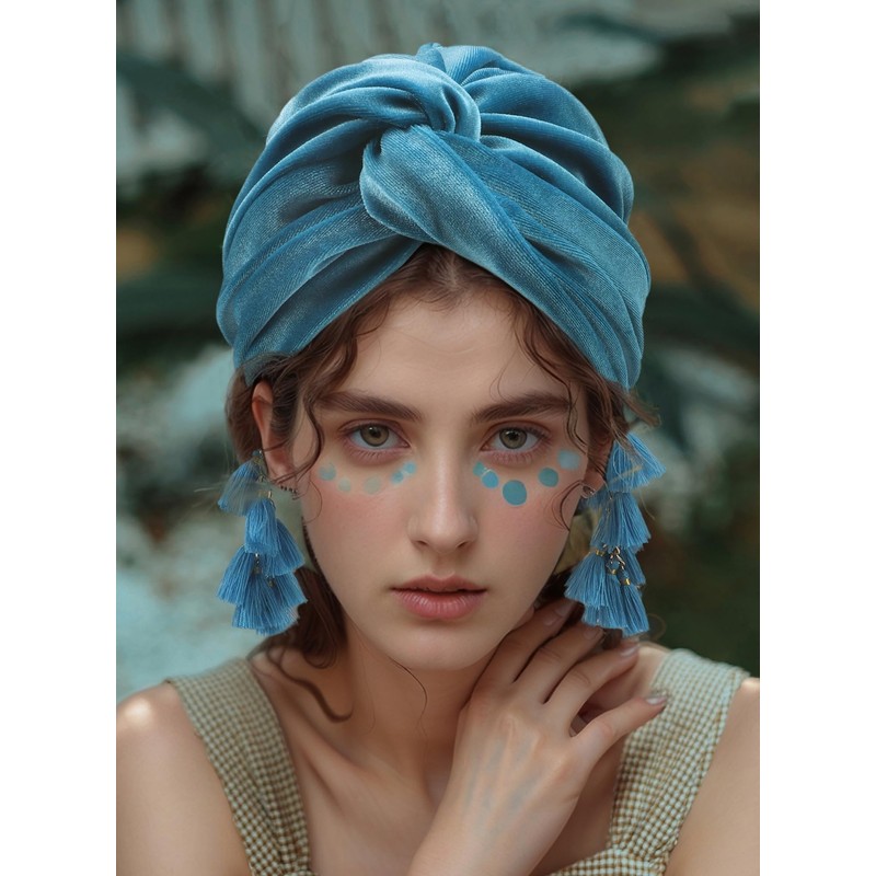 Women Turban,Cozy Polyester Velvet Turban Hats,Indian Turbans Hats Head Wraps