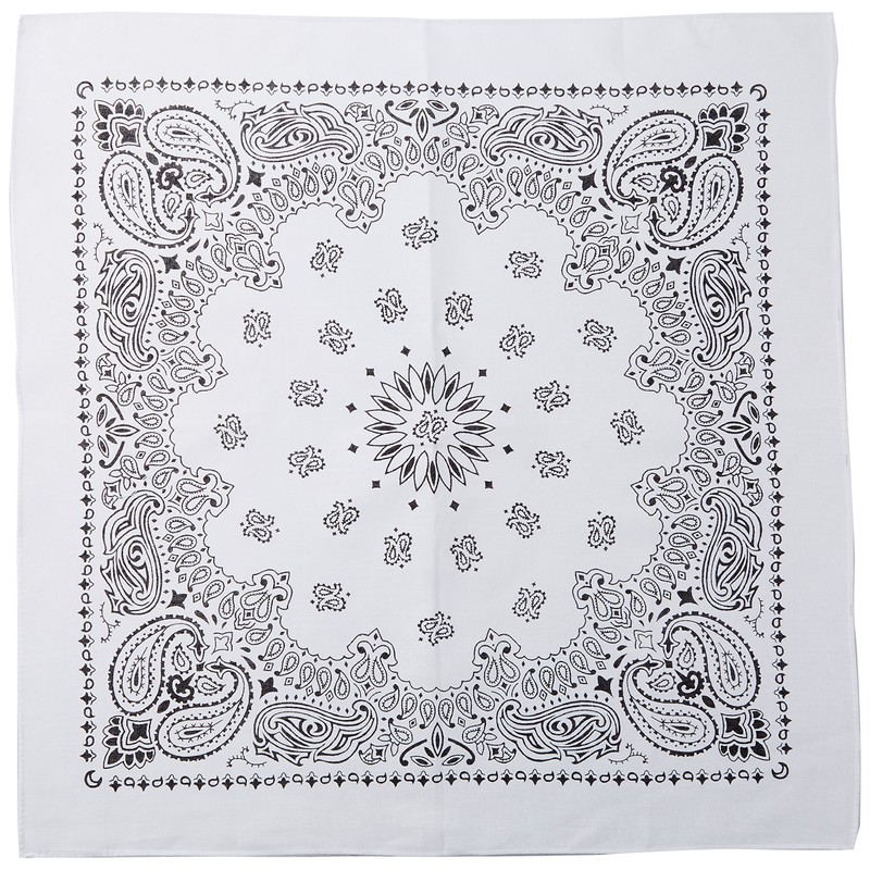 Fox Outdoor 83-02 22" X 22" Bandanna - White/Black Paisley