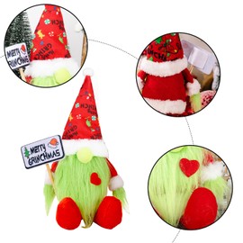 JUFYVO Grinch Gnome Decorations Christmas Ornament Grinch Gnome Plush Dolls Tabletop Decoration Holiday Xmas Decorations Santa Elf Tomte Decorations