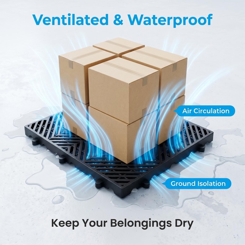 6 Pcs Plastic Pallets, 23.6x11.8x1.18 Inch Ventilated Storage Pad, Free
