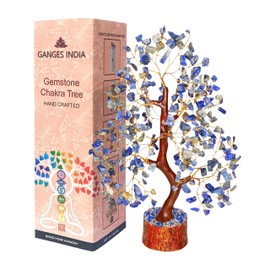 Gangesindia Gangesindia? Lapis Lazuli Chakra Gemstone Tree of Life - Crystal-Tree for Positive Energy, Feng Shui Decor Money Bonsai Tree