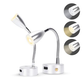 WODHMIEY 12V 24V LED Reading Light with Adjustable Gooseneck and 3 Color Temperatures, Touch Control, USB Powered, Flexible LED Lamp for Camping, Vehicle Interior, Home Office, and Emergency Lighting