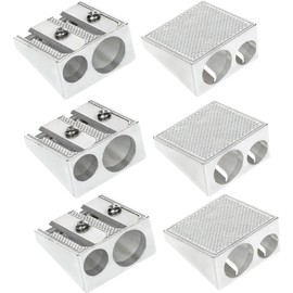 Drawing Pencil Sharpeners - Pack of 6 - Metal Dual Small Sharpener - Double Handheld Sharpener for Student
