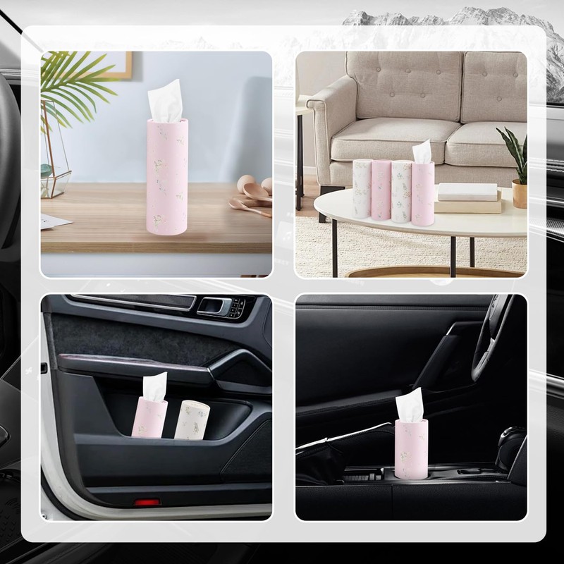 4PCS Cars Tissue Holder,Refillable & Pull-Out Car Tissues Cylinder with