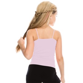 Kurve Girl’s Sleeveless Tank Top – Stretch Undershirts Cami Camisole, Dance, Yoga, Gymnastics Class, UV Protective Fabric, Rated UPF 50+ (Made in USA), Baby Pink, Age 10-16