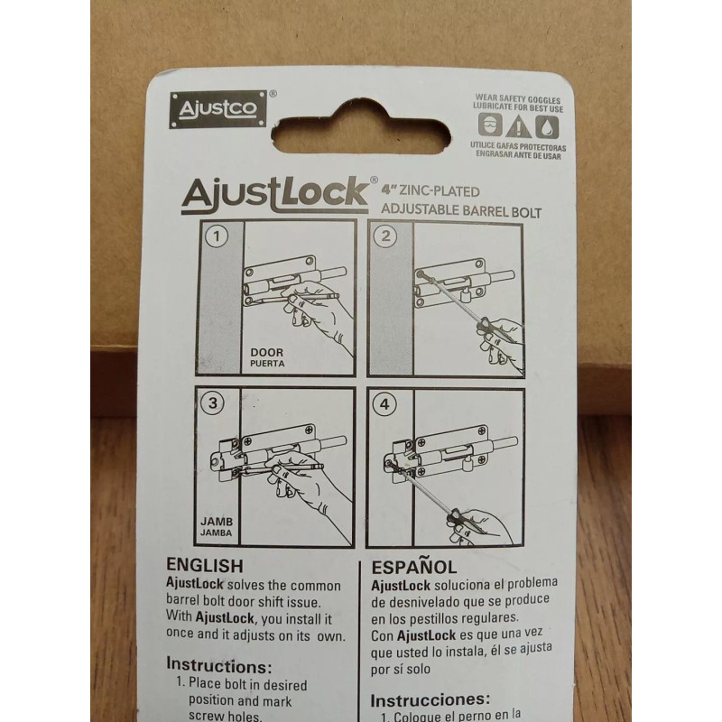 Ajustco AjustLock 4" Zinc Plated Adjustable Barrel Bolt Siding Lock