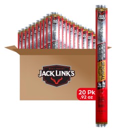 Jack Link's Beef Sticks, Original Zero Sugar - Protein Snack, Meat Stick with 5g of Protein, Meat Snack Sticks Made with 100% Beef, Keto & Paleo Diet Friendly, Individually Wrapped - 0.92 Oz. (20 Count)