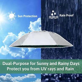 Murnfahs Hands Free & Funny Umbrella Hat, Hands Free UV Protection,Beach Party Large Fishing Hats,Folding Sun Rain Cap Adjustable Size Fits Kids, Men & Women for Fishing, Gardening and Golf