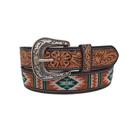Affilare Western Tooled Leather Beaded Belt For Men and Women 30IS114-36