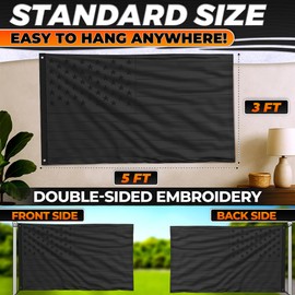3x5 Ft Black American Flag for Wall & Pole – Black Flag: 210D Fade-Resistant Oxford with Embroidered Stars, Sewn Stripes, Brass Grommets – Patriotic Display for Home, Garage, Outdoor | Veteran Tribute