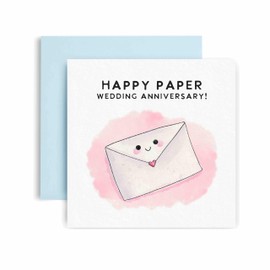 Happy Paper Anniversary Card - 1st Anniversary Card for Husband or Wife - Happy Wedding Anniversary 14.8cm (Paper 1st)