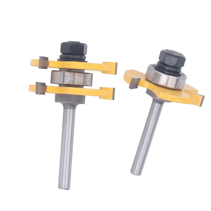 2Pcs Tongue and Groove Cutter 3 Teeth 1/4inch Shank T