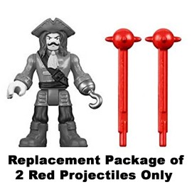 Imaginext Replacement Parts Crocodile Playset - Walking Croc and Pirate Figure DHH63 ~ Package of 2 Red Projectiles