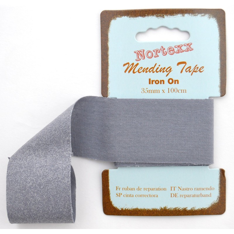 Nortexx Iron On Repair Tape-Grey, 100% Cotton, 14 x 8