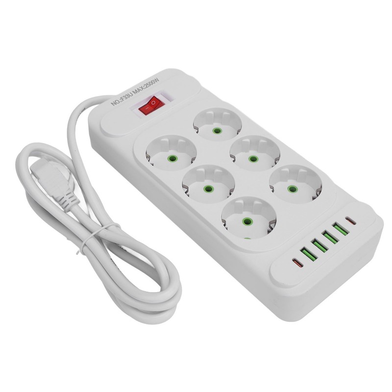 Power Strip 6 Outlets 4 USB 2 Type C Ports