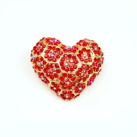 Brooches & Pins Red Heart Valentine Crystal Rhinestone Brooch Pin gold Pendant Jewelry Gift