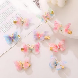 Pack of 12 Butterfly Hair Clips, Butterfly Glitter Hair Clip, Snap Hair Clip, 3D Hair Accessory for Girls, Women, Children, Butterfly Clip Earrings