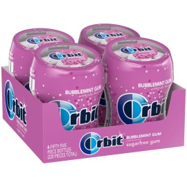 ORBIT Bubblemint Sugar Free Chewing Gum Bulk Pack, 55 Piece Bottle (4 Pack)