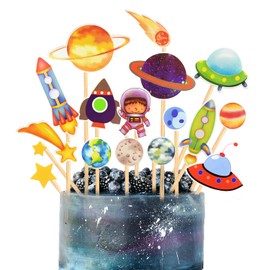 Weltraum Astronauten Tortendeko Geburtstag Planeten Torte Deko Weltraumthema Tortendeko Kind Astronauten Raketen Planet Kuchenaufsätze Gute zum Geburtstag Cupcake-Aufsätze für Jungen Kinder