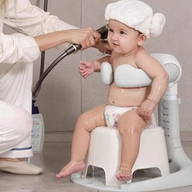 Baby Shower Stand,Infants Bath Support,Adjustable Height,Anti-Slip, with Armrest and Shower Head Holder,Ideal for 6-36 Months Toddler Standing Up Themselves