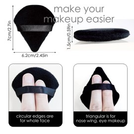 Powder Puff HAPPITON Powder Puff Face Soft Triangle Makeup Puff for Loose Powder Mineral Powder Body Powder Velour Cosmetic Foundation Blender Sponge Beauty Makeup Tools (2 Pieces)