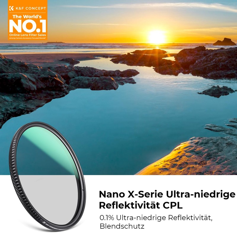 K&F CONCEPT Filter 55 mm Ultra Low Reflection Polarising Filter