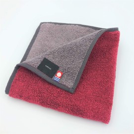 Imabari Towel Hand Towel, Traditional Japanese Color, 13.4 x 13.8 inches (34 x 35 cm), Red Type, Reversable, 100% Cotton, 100% Cotton, Camping