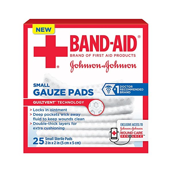 Johnson & Johnson Red Cross Hospital Grade Gauze Pads 2"x2" - 25 ct, Pack of 6