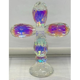 Oleg Cassini Cross Crystal Glass Figurine Faceted New Christmas Gift  7.5 "